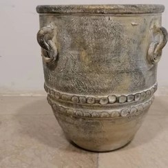 تصویر گلدان سفالی پتینه کاری شده سایز ۴۰ در ۳۰ 