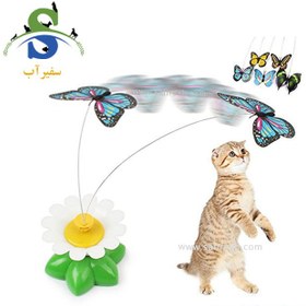 تصویر اسباب بازی گربه پروانه چرخان ا متفرقه گربه این محصول توسط باتری کار می کند. متفرقه گربه این محصول توسط باتری کار می کند.