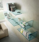 تصویر شلف دیواری شیشه خم 