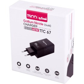 تصویر شارژر دیواری تسکو مدل TTC 67 به همراه کابل تبدیل USB-C شارژر موبایل شارژر دیواری تسکو TTC 67 مشکی