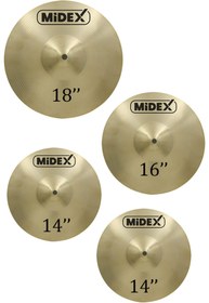 تصویر سنج CYM 20 BELL SET 2X14 '' سلام کلاه 16 سقوط و 18 سوار شدن میدکس Midex 