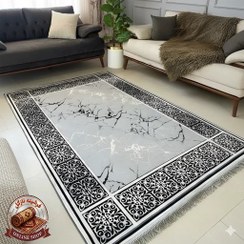 تصویر فرش چاپی حسن نیا مدل H173 ابعاد ۱۵۰ در ۲۲۵ ضدلغزش قابل شستشو 
