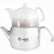 تصویر کتری و قوری لوله دار با قوری چینی MGS کد (4109) - الو میام 
