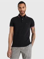 تصویر تیشرت یقه پلو تامی هیلفیگر اورجینال مردانه Tommy Hilfiger MW0MW13080BDSSiyah Men's Organic Cotton Polo Shirt with Brand Logo and Short Sleeves, Stylish and Suitable for Daily Use 