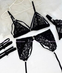 تصویر ست لباس زیر زنانه فانتزی ۴ تکه گیپور با کیفیت عالی کد Z225 Women's underwear set