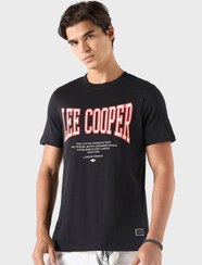 تصویر تی‌شرت با یقه گرد و طرح لوگوی لی کوپر مدل S برند lee cooper Lee Cooper Logo Print T-shirt with Crew Neck and S