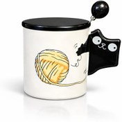 تصویر ماگ طرح گربه و کاموا Mug design of cat and wool