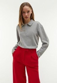 تصویر Mudo سویشرت یقه پولو مروارید دوزی شده Mudo İNCİ NAKIŞLI POLO YAKA SWEATSHIRT