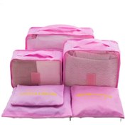 تصویر نظم دهنده چمدان 6 تکه ای صورتی 