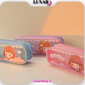 تصویر جامدادی فانتزی تک زیپ شفاف طرح دختر Transparent Single-Zipper Pencil Case with Girl Design