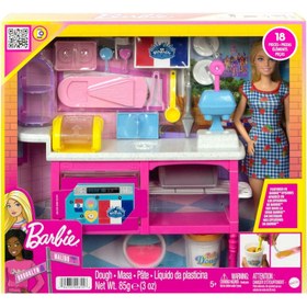 تصویر عروسک باربی و لوازم جانبی، عروسک "مالیبو" و 18 قطعه لوازم تهیه شیرینی برند barbie Barbie Doll and Accessories, “Malibu” Doll and 18 Pastry-Making Pieces