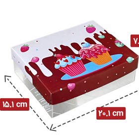 تصویر جعبه شیرینی نیم کیلویی 20 * 15 طرح کاپ کیک 