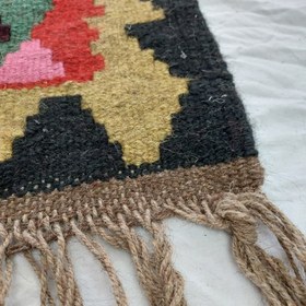 تصویر گلیم کناره دستبافت کد ۸۳۸ | پشم و بافت دو رو 