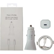 تصویر شارژر فندکی اپل 20 وات همراه با کابل شارژر Apple 20W Car Power Adapter With USB-C to Lightning Cable