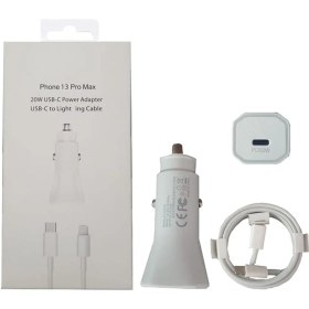 تصویر شارژر فندکی اپل 20 وات همراه با کابل شارژر Apple 20W Car Power Adapter With USB-C to Lightning Cable