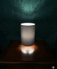 تصویر آباژور رومیزی استوانه طوسی 