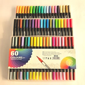 تصویر راپید براش 60 رنگ روان نویس نوک نمدی نوک براش و 0.4 میل پایه آب