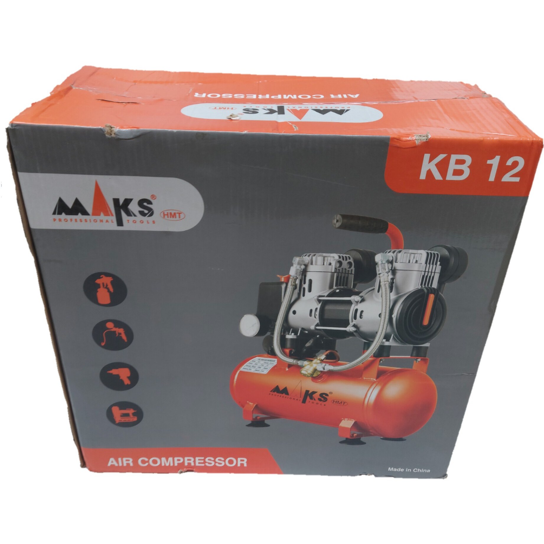 خرید و قیمت کمپرسور باد مکس مدل KB12 ظرفیت ۱۲ لیتر بدون روغن