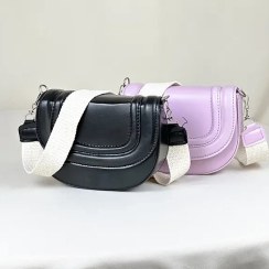 تصویر کیف دوشی دخترانه چرمی نیم گرد 