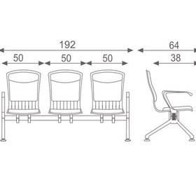 تصویر صندلی انتظار چهار نفره اروند مدل ۳۹۱۲ 