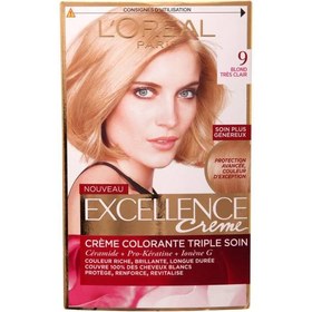 تصویر کیت رنگ مو لورآل مدل Excellence شماره 9 حجم 48 میلی لیتر رنگ بلوند Loreal Excellence Hair Color Kit No.9 48ml