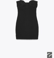 تصویر پیراهن کوتاه یقه قلبی با گل برجسته از برند زارا (زنانه) 