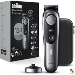 تصویر ماشین اصلاح چندکاره براون (Braun) مدل All-in-One Style Kit Series 9، ۱۳ در ۱، مناسب برای ریش، بدن، و مو، با تیزترین تیغه‌های براون، ۴۰ تنظیم طول، شماره 9440 