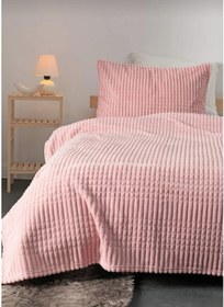 تصویر ست پتو سه‌تکه صورتی مدرن برند merinos Modern Line 3-Piece Pink Blanket Set