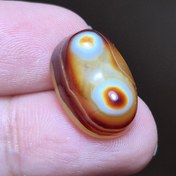 تصویر نگین سنگ عقیق باباقوری دو چشم دو کوهانه معدنی کد k1132 