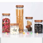 تصویر بانکه شیشه ای درب چوبی استوانه تکست دار 