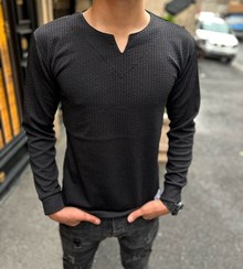 تصویر ‌بلوز پاییزه یقه کوبایی پارچه بیسکوییتی اعلا مشکی 