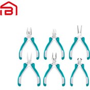 تصویر ست 6 عددی انبردست الکترونیکی TOTAL سایز 4/5 مدل 0511 Set of 6 TOTAL electronic pliers, size 4/5, model 0511