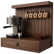 تصویر شلف بار باریکا چوب گردو آمریکایی با پایه فلزی مخفی 