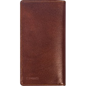 تصویر کیف پول چرم طبیعی پالتویی مردانه با جعبه 