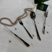 تصویر سرویس قاشق چنگال ۳۰ نفره ۱۴۷ پارچه (MGS) استیل دور طلا 