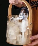 تصویر یخ دان پیرکس گرد دسته بامبو 