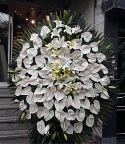 تصویر تاج گل یک طبقه آنتریوم سفید 