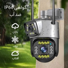 تصویر دوربین مداربسته تحت شبکه مدل سیمکارتی دو لنزه 4G 