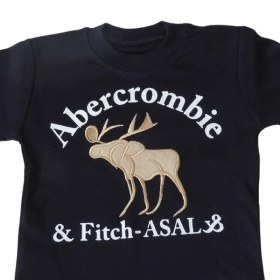 تصویر ست پیراهن و شلوار شیک پسرانه بچگانه سورمه ای طرح abercrombie 