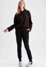 تصویر خرید اینترنتی هودی زنانه زرشکی دفکتو Z9190AZ22AU Regular Fit Kapüşonlu Basic Sweatshirt