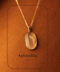 تصویر گردنبند سنگ عقیق طبیعی زنجیر استیل رنگ ثابت Agate necklace