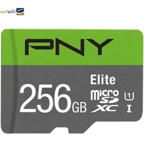 تصویر کارت حافظه microSDXC پی ان وای مدل Elite کلاس 10 استاندارد UHS-I سرعت 100MBps ظرفیت 256 گیگابایت به همراه آداپتور SD PNY Elite microSDXC Flash Card - 256GB