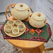 تصویر جا برنجی حصیری جابرنی حصیری دستگیره چوب 10 کیلویی