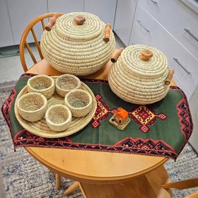 تصویر جا برنجی حصیری جابرنی حصیری دستگیره چوب 5 کیلویی