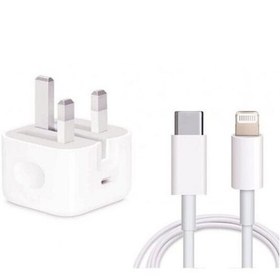 تصویر شارژر اپل 20 وات سه پین با کابل غیر اصل Charger Apple 20W 3 Pin with Cable High Copy