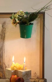 تصویر گلدان فلزی هنگر گالوانیزه آویز 19 سانتیمتر ا goldan felezi 19 cm goldan felezi 19 cm