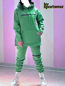 تصویر ست هودی شلوار زیپ دار زنانه کد 005 Womens zipper pants hoodie set code 005