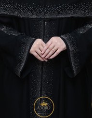 تصویر مانتو عبایی نگین مشکی (آماده سازی 7 روز کاری) کد 14023 