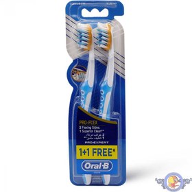 تصویر مسواک آبی و سبز اورال بی Oral B مدل Pro Flex با برس نرم بسته 2 عددی 