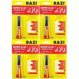 تصویر چسب قطره ای رازی مدل Super Glue حجم 3 میلی لیتر بسته 4 عددی 